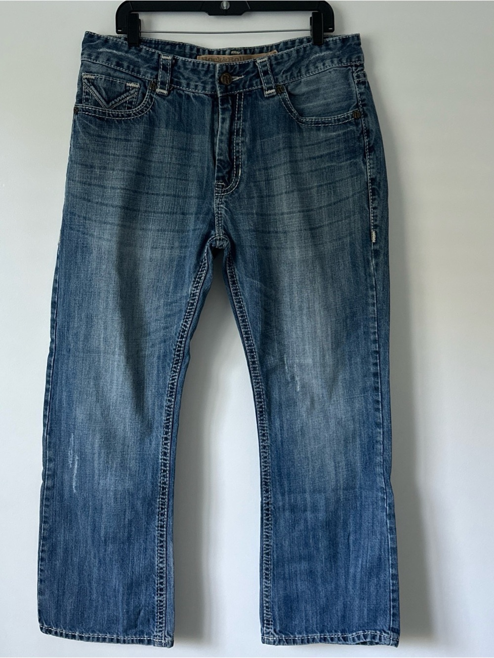 Rock and Roll Cowboy Double Barrel Relaxed Bootcut Jeans Mens 36x32 Cotton